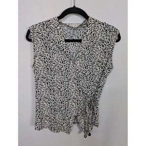 VTG Women's Top‎ Size L Sleeveless Side Wrap Asian 90s Y2K V Neck Monica Friends